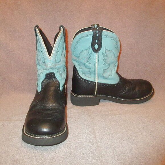 Justin Gypsy Leather Boots Womens Size 10 Turquoise Western Riding Work Barn - Picture 1 of 15
